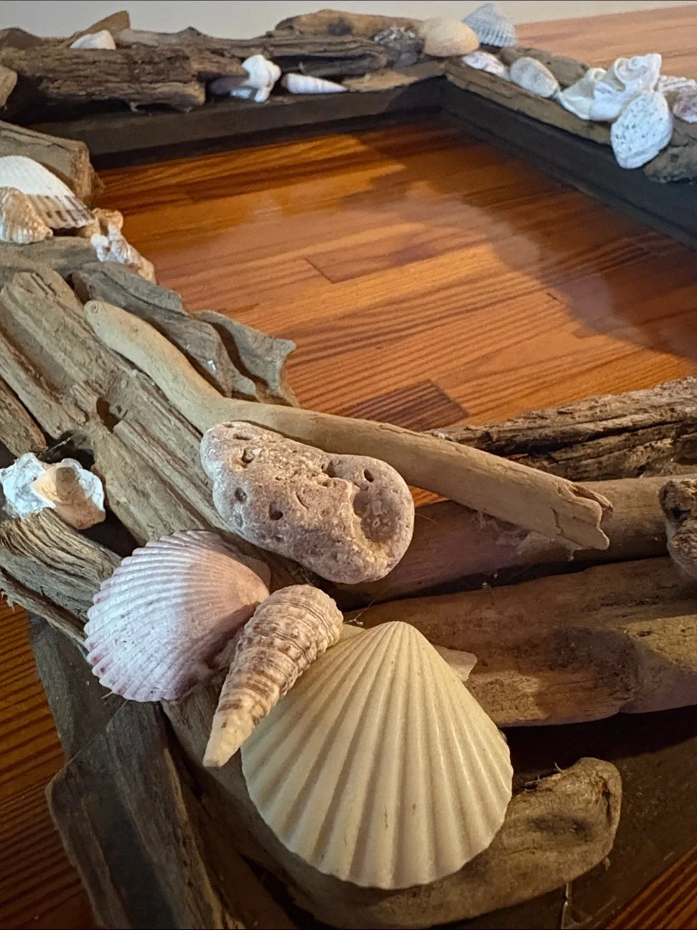 Real Driftwood & Seashell Decorative Photo Frame Handmade Coastal Nautical Decor